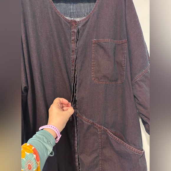 Gudrun Sjoden blue-Burgundy Button-Up Dress - Picture 5 of 7